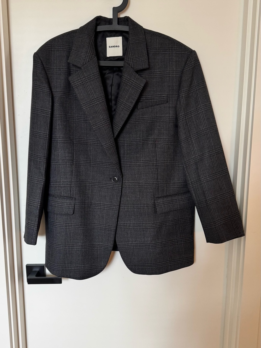 Sandro Dark Gray Glen Plaid Blazer